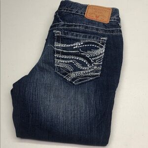 AMETHYST FACTORY DISTRSS BRIDGET CAPRI JEANS 7/28x17 ⭐️
